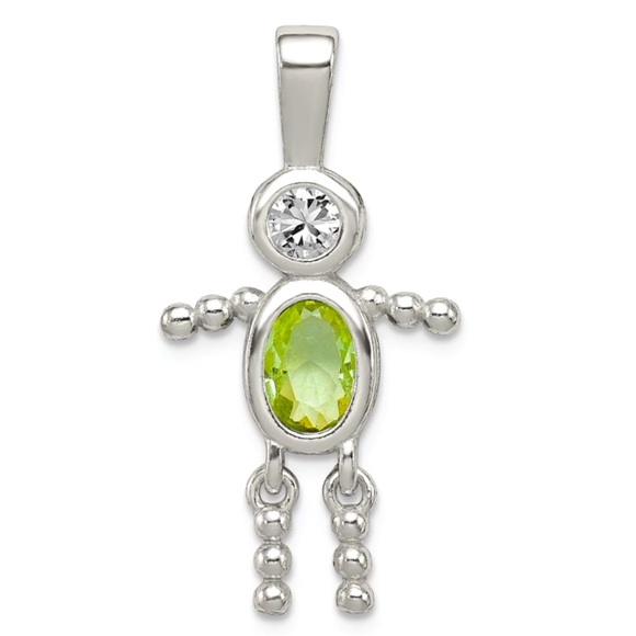 925 Sterling Silver CZ & August Glass Boy pendant charm